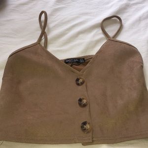 Tan suede crop top